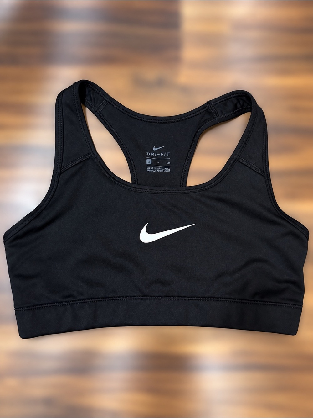 Nike Black Sports Bra with White Swoosh Logo